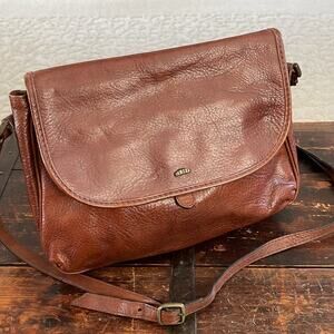 Fabian Made in Italy Brown Leather Vintage Saddle Bag 11"x8"x2"
